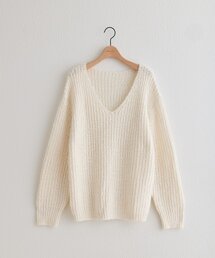 【WEB限定】3G片畦Vネックニットプルオーバー