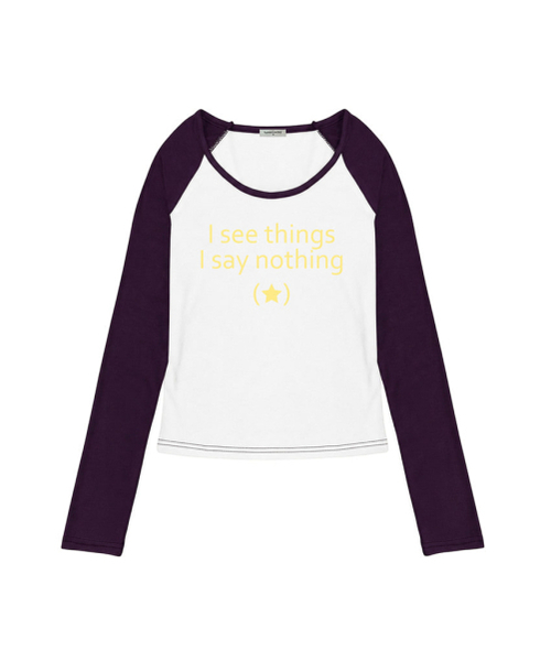 THEMORFHOUSE(ザモーフハウス)の「I SEE プリント配色 Uネック ロングスリーブ ライトブルー(Tシャツ/カットソー・レディース・その他・MEDIUM)」の4枚目の写真