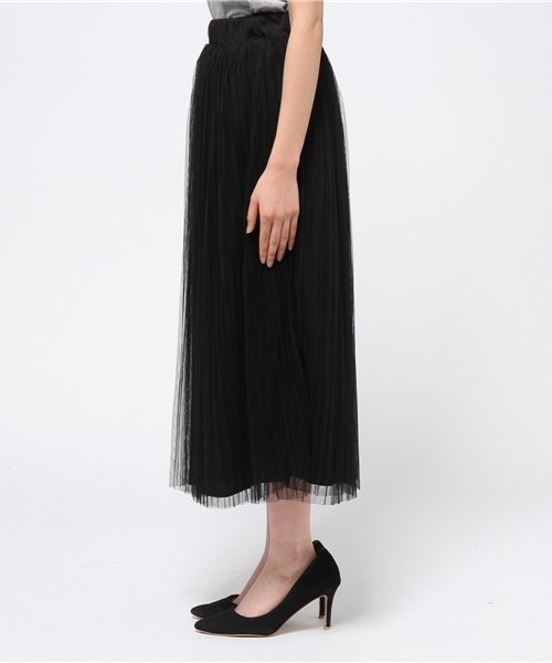 Re:EDIT（リエディ）の「[Re:EDIT/リエディ]＜2016 SS春新作＞[リエディオリジナル]ロング丈プリーツチュールスカート（スカート・レディース・ベージュ/ネイビー/ホワイト/ブラック/グレー・MEDIUM）」の7枚目の写真