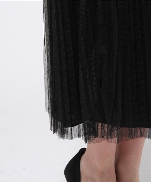 Re:EDIT（リエディ）の「[Re:EDIT/リエディ]＜2016 SS春新作＞[リエディオリジナル]ロング丈プリーツチュールスカート（スカート・レディース・ベージュ/ネイビー/ホワイト/ブラック/グレー・MEDIUM）」の12枚目の写真
