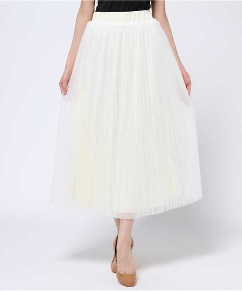 Re:EDIT（リエディ）の「[Re:EDIT/リエディ]＜2016 SS春新作＞[リエディオリジナル]ロング丈プリーツチュールスカート（スカート・レディース・ベージュ/ネイビー/ホワイト/ブラック/グレー・MEDIUM）」の14枚目の写真