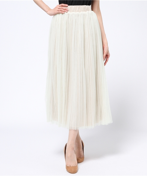 Re:EDIT（リエディ）の「[Re:EDIT/リエディ]＜2016 SS春新作＞[リエディオリジナル]ロング丈プリーツチュールスカート（スカート・レディース・ベージュ/ネイビー/ホワイト/ブラック/グレー・MEDIUM）」の15枚目の写真
