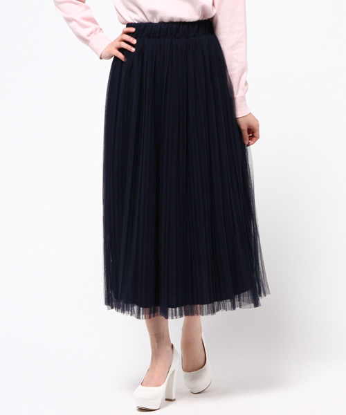 Re:EDIT（リエディ）の「[Re:EDIT/リエディ]＜2016 SS春新作＞[リエディオリジナル]ロング丈プリーツチュールスカート（スカート・レディース・ベージュ/ネイビー/ホワイト/ブラック/グレー・MEDIUM）」の16枚目の写真