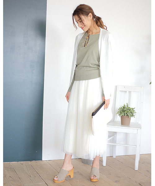 Re:EDIT（リエディ）の「[Re:EDIT/リエディ]＜2016 SS春新作＞[リエディオリジナル]ロング丈プリーツチュールスカート（スカート・レディース・ベージュ/ネイビー/ホワイト/ブラック/グレー・MEDIUM）」の17枚目の写真