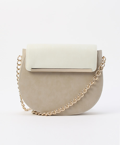 Khaju（カージュ）の「Khaju: ラウンドバイカラーバッグ（ショルダーバッグ・レディース・ライトグレー/キャメル・ONE SIZE）」の7枚目の写真