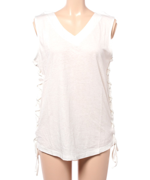 MOUSSY（マウジー）の「LINEN SPINDLE TOPS J（タンクトップ・レディース・ホワイト/ブラウン/ネイビー・FREE）」の10枚目の写真