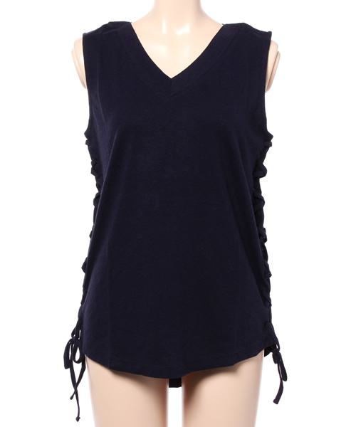 MOUSSY（マウジー）の「LINEN SPINDLE TOPS J（タンクトップ・レディース・ホワイト/ブラウン/ネイビー・FREE）」の5枚目の写真