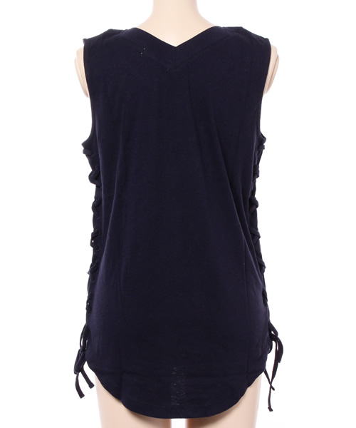 MOUSSY（マウジー）の「LINEN SPINDLE TOPS J（タンクトップ・レディース・ホワイト/ブラウン/ネイビー・FREE）」の6枚目の写真