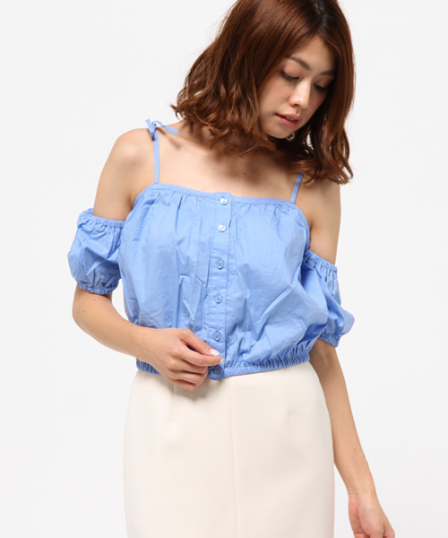 SLY(スライ)の「オフショルストラップTOPS(Tシャツ/カットソー・レディース・オレンジ/ライトブルー/ホワイト・1/2)」の11枚目の写真