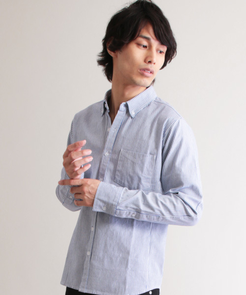 THE CASUAL（カジュアル）の「オックスフォード長袖シャツ（シャツ/ブラウス・メンズ・ホワイト系その他2/オリーブ/ブルー系その他/チェック/ホワイト/ホワイト系その他/ネイビー/ストライプ・L/XL/M/S）」の7枚目の写真