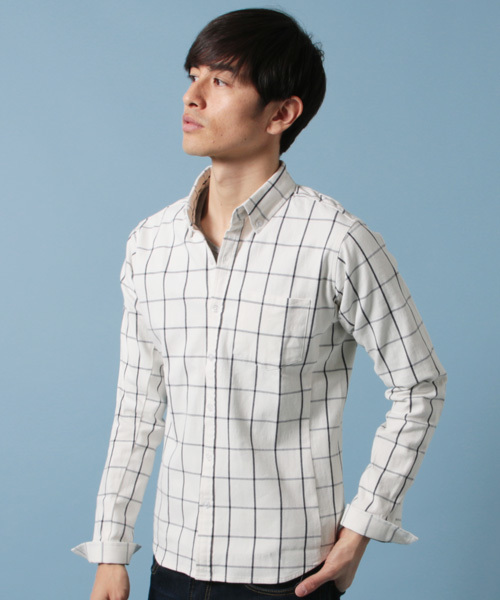 THE CASUAL（カジュアル）の「オックスフォード長袖シャツ（シャツ/ブラウス・メンズ・ホワイト系その他2/オリーブ/ブルー系その他/チェック/ホワイト/ホワイト系その他/ネイビー/ストライプ・L/XL/M/S）」の4枚目の写真
