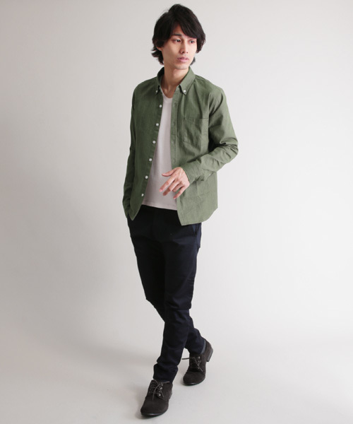 THE CASUAL（カジュアル）の「オックスフォード長袖シャツ（シャツ/ブラウス・メンズ・ホワイト系その他2/オリーブ/ブルー系その他/チェック/ホワイト/ホワイト系その他/ネイビー/ストライプ・L/XL/M/S）」の9枚目の写真
