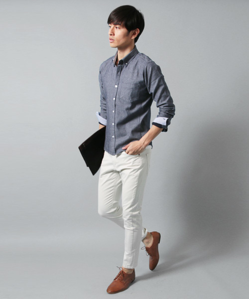 THE CASUAL（カジュアル）の「オックスフォード長袖シャツ（シャツ/ブラウス・メンズ・ホワイト系その他2/オリーブ/ブルー系その他/チェック/ホワイト/ホワイト系その他/ネイビー/ストライプ・L/XL/M/S）」の17枚目の写真