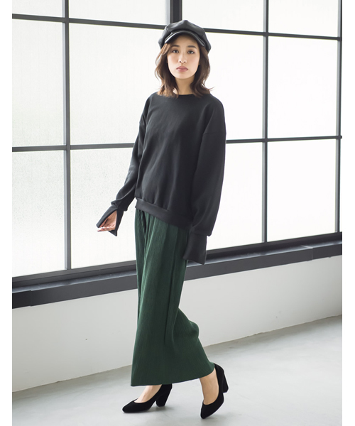 Re:EDIT（リエディ）の「[リエディ]スエード細プリーツワイドパンツ[リエディオリジナル]ボトムス/パンツ/ワイドパンツ・ガウチョパンツ（その他パンツ・レディース・ダークグリーン/マスタード/キャメル/ブラウン/ブラック/ワイン・MEDIUM/LARGE）」の18枚目の写真