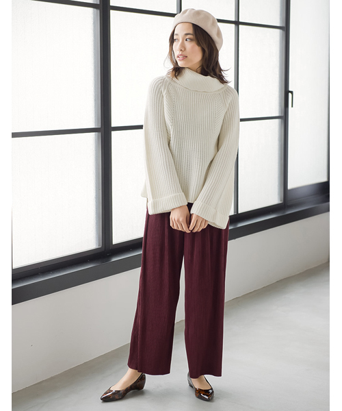 Re:EDIT（リエディ）の「[リエディ]スエード細プリーツワイドパンツ[リエディオリジナル]ボトムス/パンツ/ワイドパンツ・ガウチョパンツ（その他パンツ・レディース・ダークグリーン/マスタード/キャメル/ブラウン/ブラック/ワイン・MEDIUM/LARGE）」の14枚目の写真