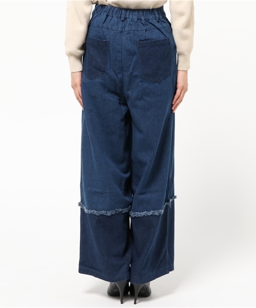 MERLOT（メルロー）の「フリンジ切替ワイドデニム2185N（デニムパンツ・レディース・ライトブルー/ブルー・FREE）」の11枚目の写真