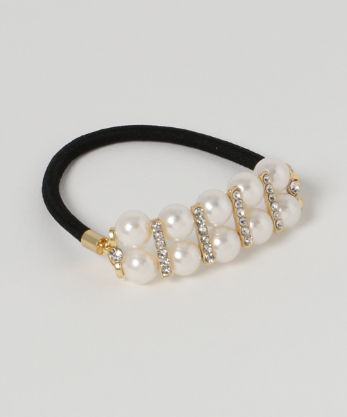 PLAIN CLOTHING(プレーンクロージング)の「パール×スティックヘアゴム(ヘアゴム・レディース・ホワイト・FREE)」の3枚目の写真