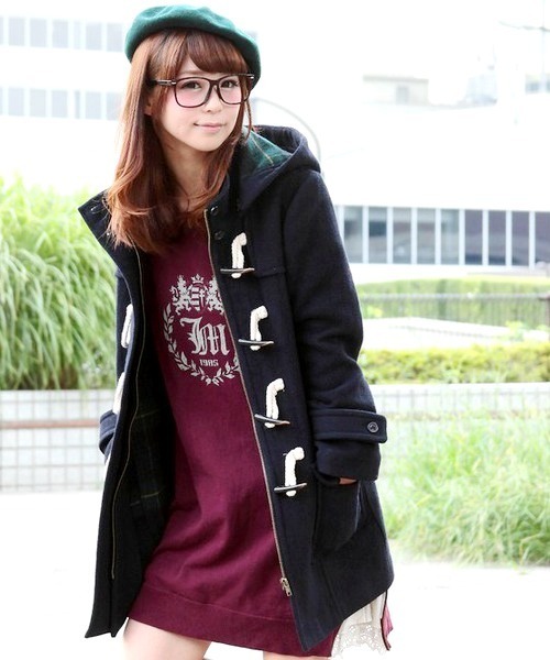 WEGO（ウィゴー）の「二重織ミドル丈ダッフルコート（ダッフルコート・レディース・ダークグレー/ネイビー/キャメル・MEDIUM/LARGE）」の3枚目の写真