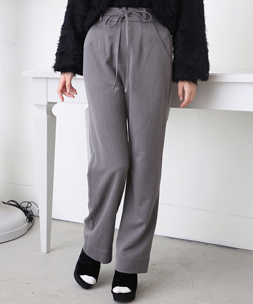 one after another NICE CLAUP（ワンアフターアナザーナイスクラップ）の「リボン付きスタイルアップパンツ（スラックス・レディース・ブラック/グレー/ブラウン系その他・FREE）」の3枚目の写真