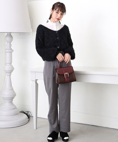 one after another NICE CLAUP（ワンアフターアナザーナイスクラップ）の「リボン付きスタイルアップパンツ（スラックス・レディース・ブラック/グレー/ブラウン系その他・FREE）」の5枚目の写真