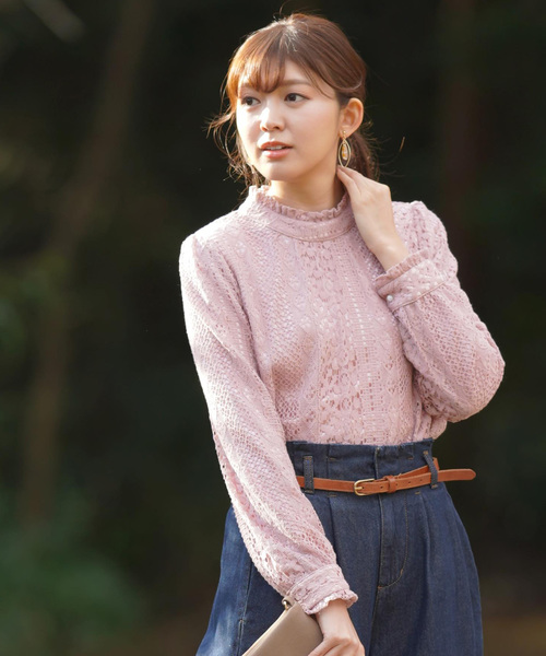 rps（アールピーエス）の「レースハイネック長袖ブラウス（シャツ/ブラウス・レディース・ブラック/オフホワイト/ピンクベージュ/ピンク/アイボリー/ホワイト系その他4/ホワイト系その他2・M）」の7枚目の写真