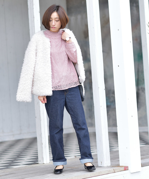 rps（アールピーエス）の「レースハイネック長袖ブラウス（シャツ/ブラウス・レディース・ブラック/オフホワイト/ピンクベージュ/ピンク/アイボリー/ホワイト系その他4/ホワイト系その他2・M）」の9枚目の写真