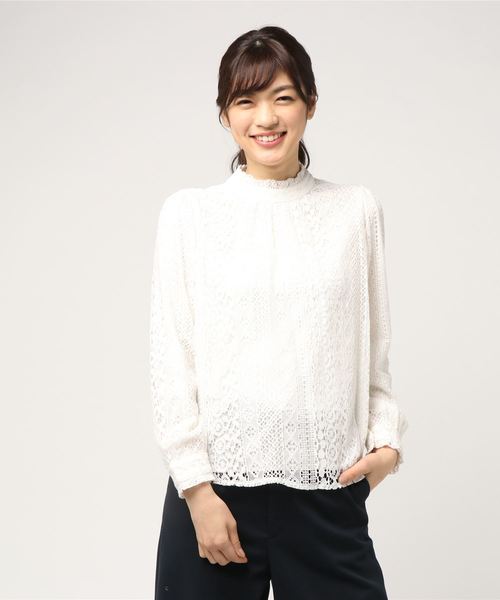 rps（アールピーエス）の「レースハイネック長袖ブラウス（シャツ/ブラウス・レディース・ブラック/オフホワイト/ピンクベージュ/ピンク/アイボリー/ホワイト系その他4/ホワイト系その他2・M）」の20枚目の写真