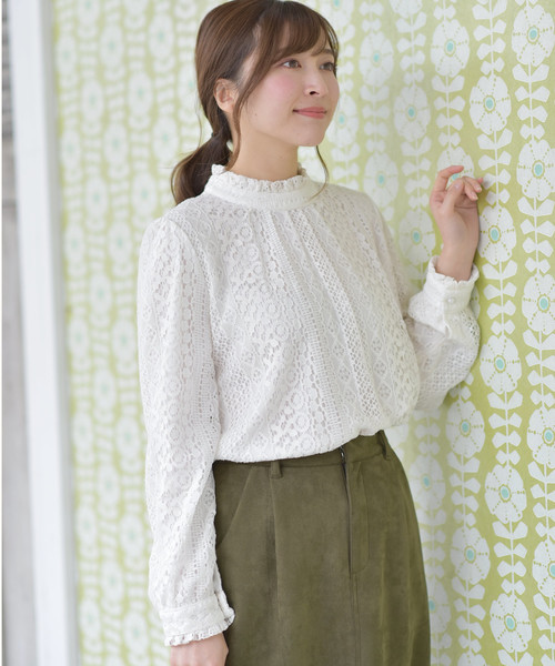 rps（アールピーエス）の「レースハイネック長袖ブラウス（シャツ/ブラウス・レディース・ブラック/オフホワイト/ピンクベージュ/ピンク/アイボリー/ホワイト系その他4/ホワイト系その他2・M）」の22枚目の写真