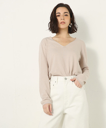ウォッシャブルコットンVネックニットプルオーバー