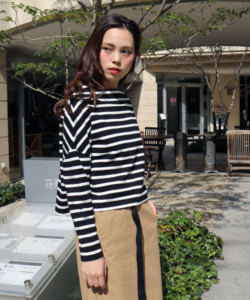 MARBLE WALTS(マーブルワルツ)の「ボーダーTシャツ(Tシャツ/カットソー・レディース・ブラック/グレー/ネイビー・FREE)」の2枚目の写真