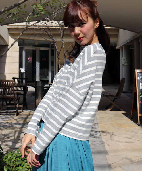 MARBLE WALTS(マーブルワルツ)の「ボーダーTシャツ(Tシャツ/カットソー・レディース・ブラック/グレー/ネイビー・FREE)」の16枚目の写真