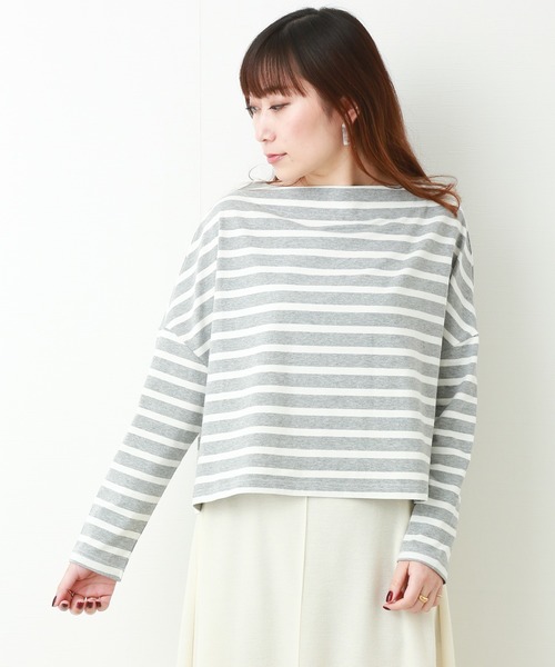 MARBLE WALTS(マーブルワルツ)の「ボーダーTシャツ(Tシャツ/カットソー・レディース・ブラック/グレー/ネイビー・FREE)」の1枚目の写真