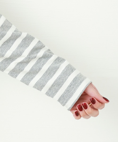 MARBLE WALTS(マーブルワルツ)の「ボーダーTシャツ(Tシャツ/カットソー・レディース・ブラック/グレー/ネイビー・FREE)」の6枚目の写真