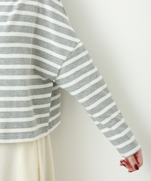 MARBLE WALTS(マーブルワルツ)の「ボーダーTシャツ(Tシャツ/カットソー・レディース・ブラック/グレー/ネイビー・FREE)」の5枚目の写真