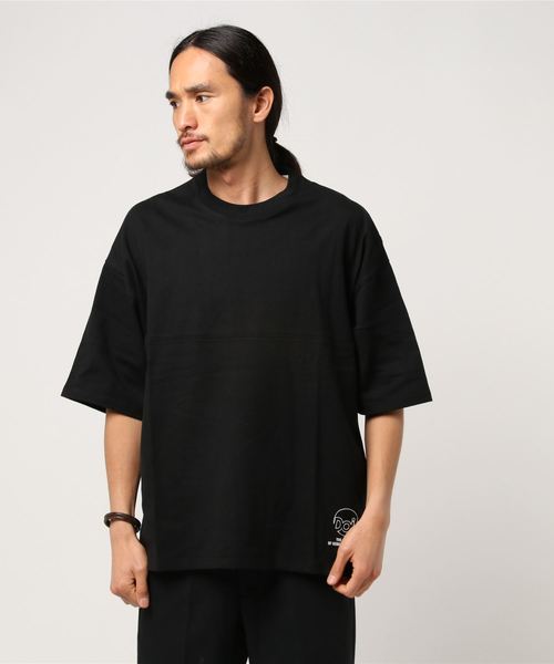 DOUBLE STEAL（ダブルスティール）の「Drop Shoulder Tシャツ　　ビッグシルエット（Tシャツ/カットソー・メンズ・ブラック/ホワイト×レッド/ホワイト×ブラック/ベージュ系その他・LARGE/MEDIUM/X-LARGE）」の11枚目の写真