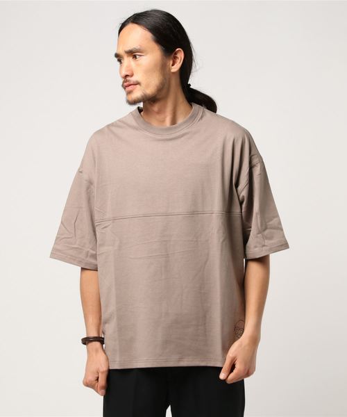 DOUBLE STEAL（ダブルスティール）の「Drop Shoulder Tシャツ　　ビッグシルエット（Tシャツ/カットソー・メンズ・ブラック/ホワイト×レッド/ホワイト×ブラック/ベージュ系その他・LARGE/MEDIUM/X-LARGE）」の10枚目の写真