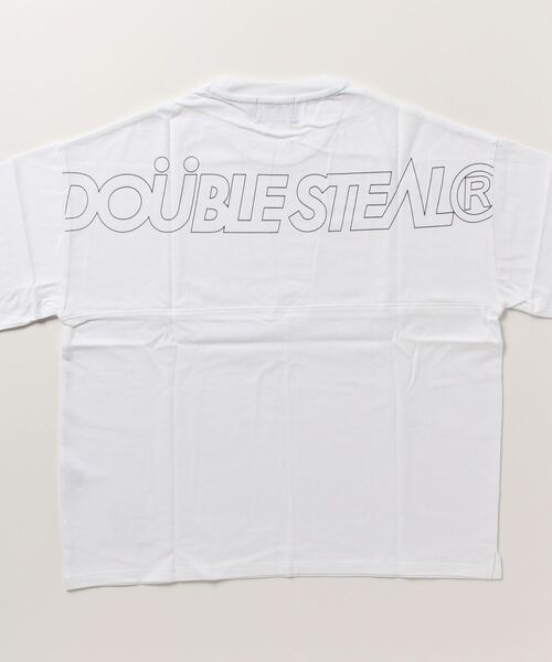 DOUBLE STEAL（ダブルスティール）の「Drop Shoulder Tシャツ　　ビッグシルエット（Tシャツ/カットソー・メンズ・ブラック/ホワイト×レッド/ホワイト×ブラック/ベージュ系その他・LARGE/MEDIUM/X-LARGE）」の8枚目の写真
