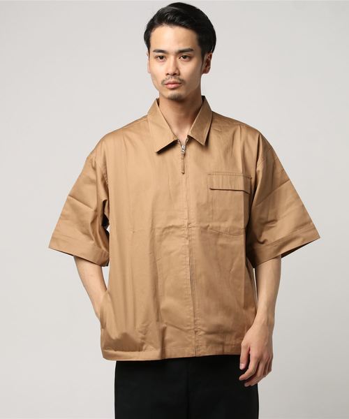 CIAOPANIC（チャオパニック）の「ZIPシャツブルゾン/ビッグシルエット（シャツ/ブラウス・メンズ・ベージュ/ブラック・MEDIUM/LARGE）」の3枚目の写真