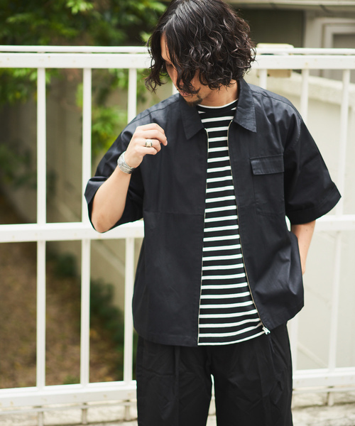 CIAOPANIC（チャオパニック）の「ZIPシャツブルゾン/ビッグシルエット（シャツ/ブラウス・メンズ・ベージュ/ブラック・MEDIUM/LARGE）」の6枚目の写真