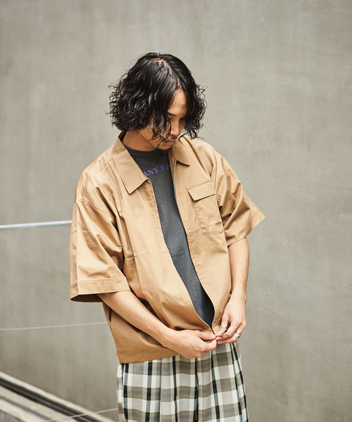 CIAOPANIC（チャオパニック）の「ZIPシャツブルゾン/ビッグシルエット（シャツ/ブラウス・メンズ・ベージュ/ブラック・MEDIUM/LARGE）」の12枚目の写真