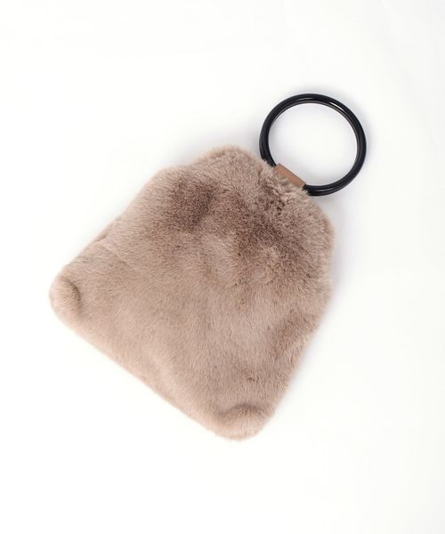 Khaju（カージュ）の「Khaju:フェイクファーリングハンドルバッグ◇（ハンドバッグ・レディース・ライトグレー/ベージュ/ワイン・ONE SIZE）」の8枚目の写真