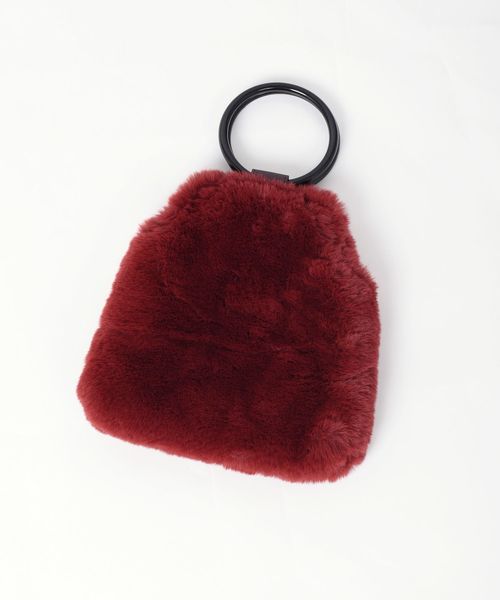 Khaju（カージュ）の「Khaju:フェイクファーリングハンドルバッグ◇（ハンドバッグ・レディース・ライトグレー/ベージュ/ワイン・ONE SIZE）」の9枚目の写真