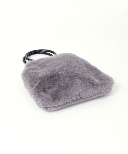 Khaju（カージュ）の「Khaju:フェイクファーリングハンドルバッグ◇（ハンドバッグ・レディース・ライトグレー/ベージュ/ワイン・ONE SIZE）」の10枚目の写真