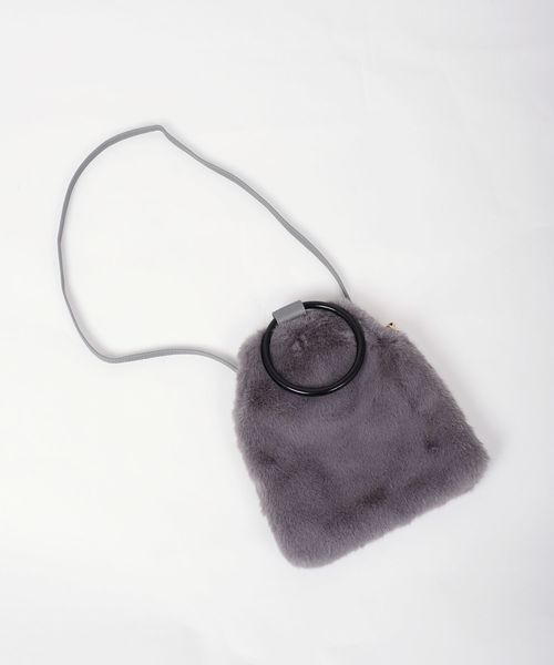 Khaju（カージュ）の「Khaju:フェイクファーリングハンドルバッグ◇（ハンドバッグ・レディース・ライトグレー/ベージュ/ワイン・ONE SIZE）」の18枚目の写真