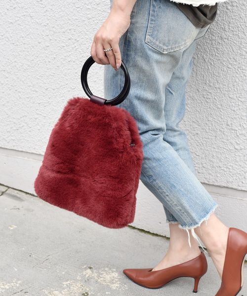 Khaju（カージュ）の「Khaju:フェイクファーリングハンドルバッグ◇（ハンドバッグ・レディース・ライトグレー/ベージュ/ワイン・ONE SIZE）」の21枚目の写真