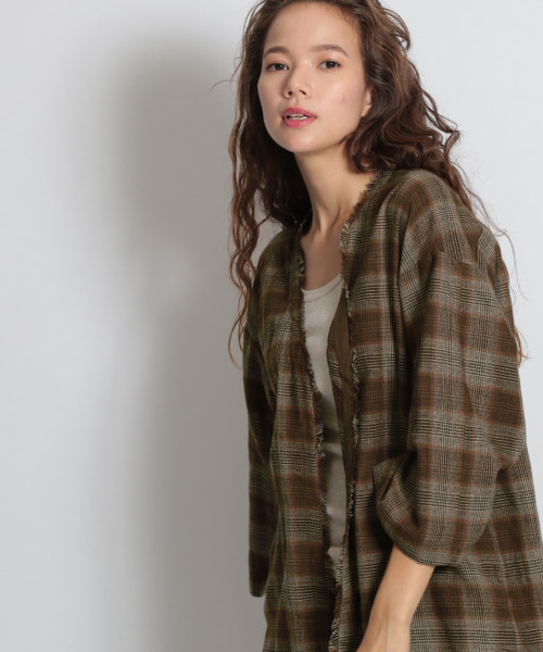 niko and...（ニコアンド）の「ホヅホヅチェックガウン（その他アウター・レディース・ネイビー/ブラウン/グレー・FREE）」の3枚目の写真