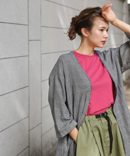 niko and...（ニコアンド）の「ホヅホヅチェックガウン（その他アウター・レディース・ネイビー/ブラウン/グレー・FREE）」の2枚目の写真