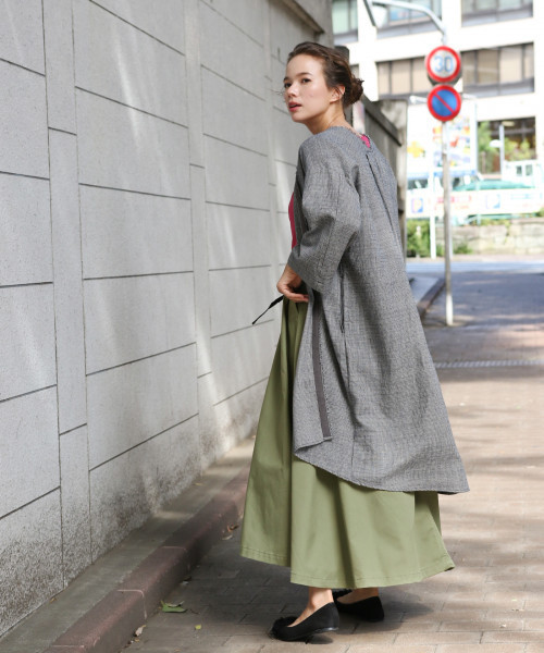 niko and...（ニコアンド）の「ホヅホヅチェックガウン（その他アウター・レディース・ネイビー/ブラウン/グレー・FREE）」の4枚目の写真