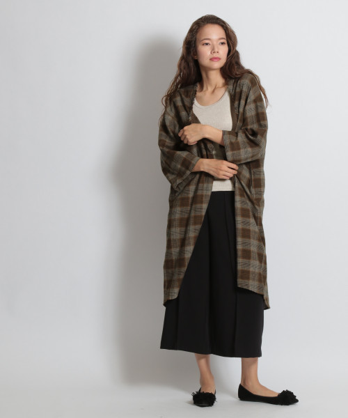 niko and...（ニコアンド）の「ホヅホヅチェックガウン（その他アウター・レディース・ネイビー/ブラウン/グレー・FREE）」の6枚目の写真