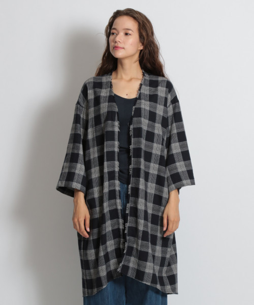 niko and...（ニコアンド）の「ホヅホヅチェックガウン（その他アウター・レディース・ネイビー/ブラウン/グレー・FREE）」の9枚目の写真